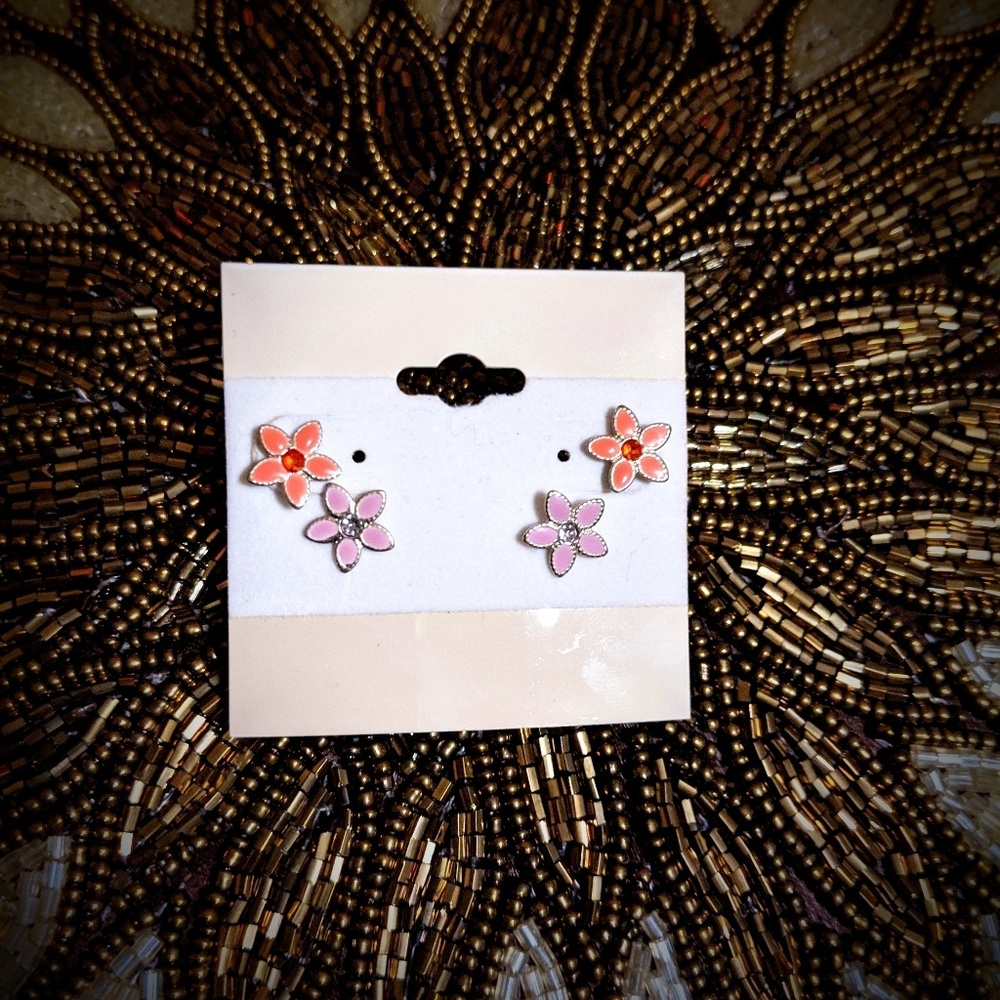 3 for $10 earrings set up to flower studs
